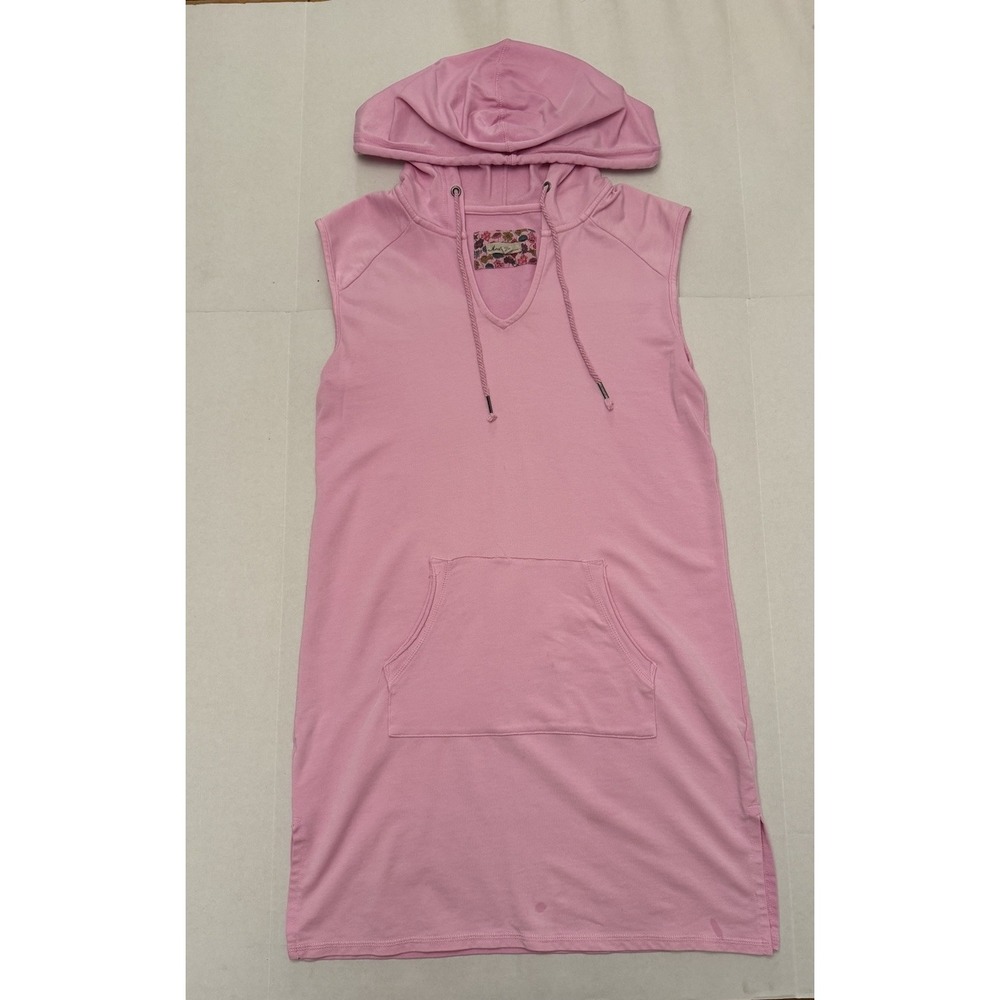 Mod-O-Doc Jersey Tank Hooded Dress XS Pink Pocket Sleeveless  Beach Cover‎